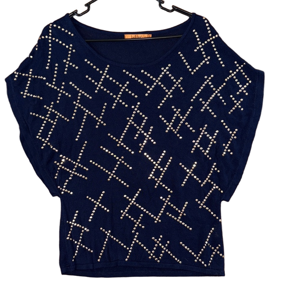 Belldini Navy Embellished Shirt Oversized Size Small
